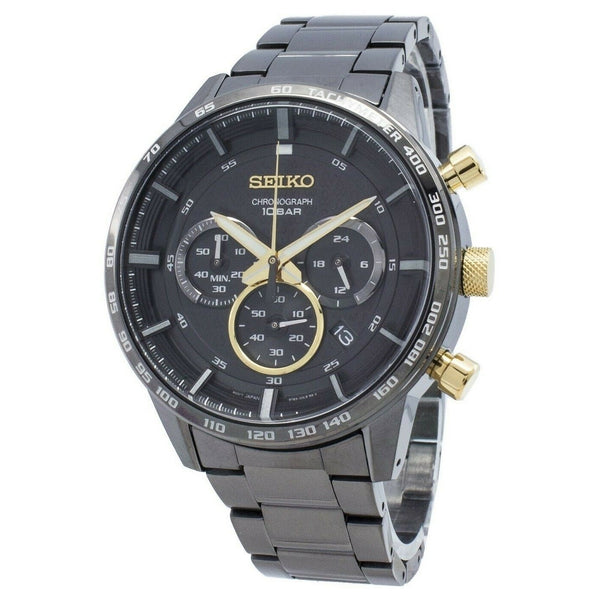 Seiko Men's SSB363 Sports Chronograph Black Stainless Steel Watch