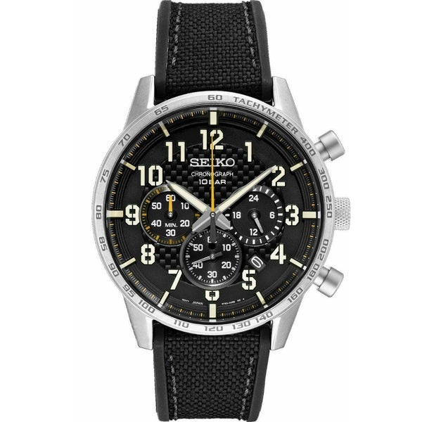 Seiko Men's SSB367 Essentials  Chronograph Black Nylon/Silicone Watch