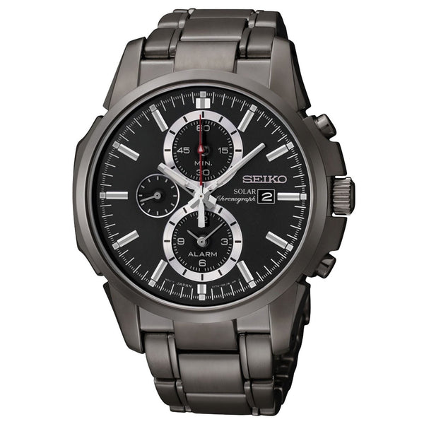 Seiko Men's SSC095 Adventure-Solar Chronograph Black Stainless Steel Watch