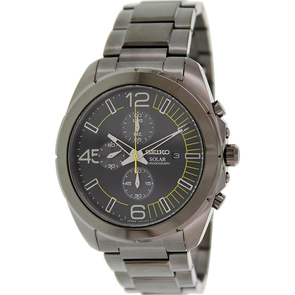 Seiko Men's SSC217 Solar Chronograph Black Stainless Steel Watch