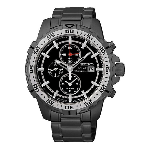 Seiko Men's SSC301 Solar Chronograph Chronograph Black Stainless Steel Watch