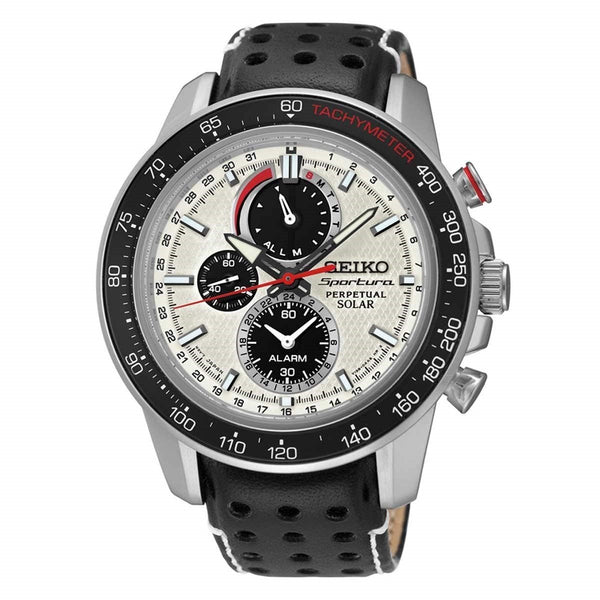 Seiko Men's SSC359 Sportura Chronograph Black Leather Watch