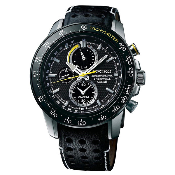 Seiko Men's SSC361 Sportura Chronograph Black Leather Watch