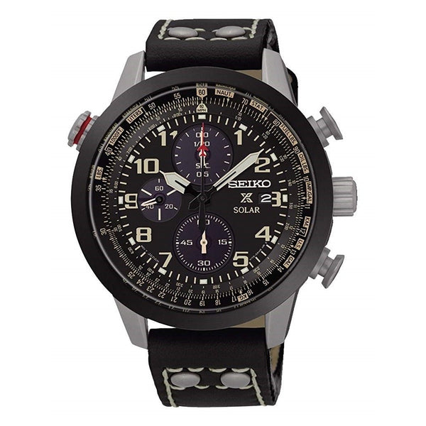 Seiko Men's SSC423 Prospex Chronograph Black Leather Watch