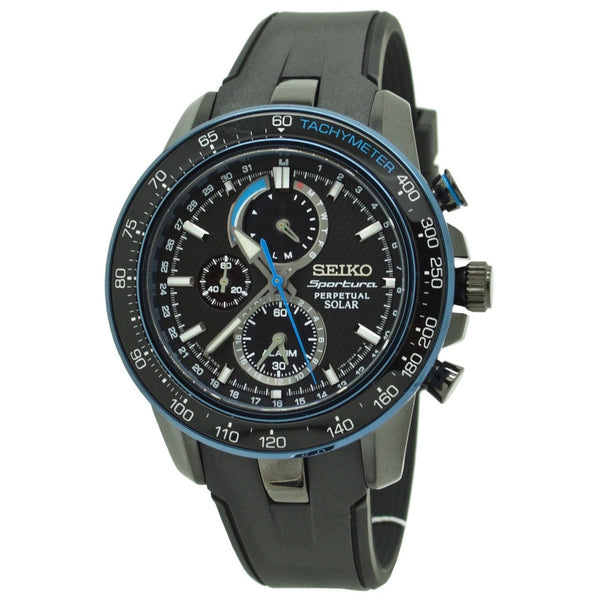 Seiko Men's SSC429 Sportura Chronograph Black Rubber Watch