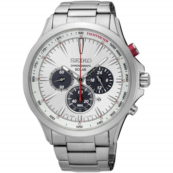 Seiko Men's SSC491 Solar Chronograph Stainless Steel Watch