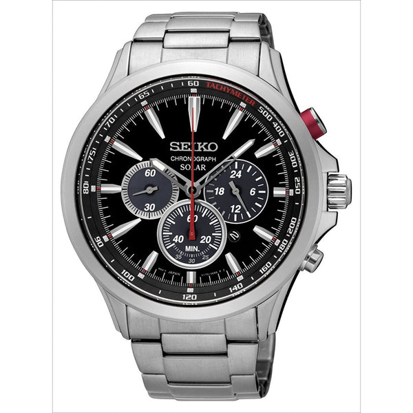 Seiko Men's SSC493 Solar Chronograph Stainless Steel Watch