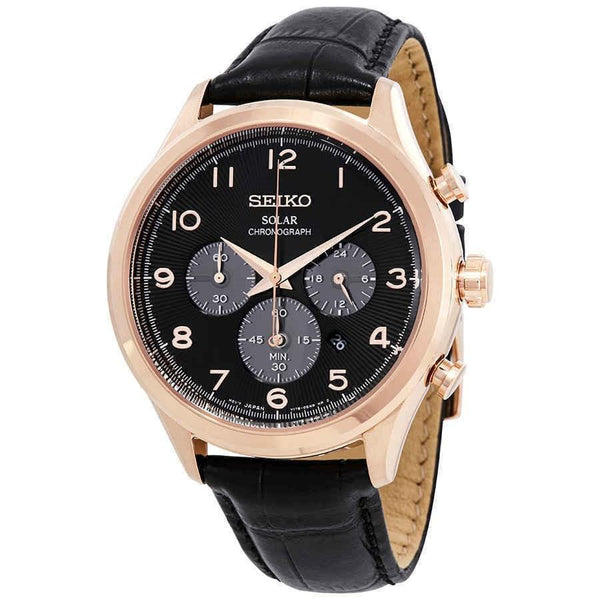 Seiko Men's SSC566 Core Chronograph Black Leather Watch