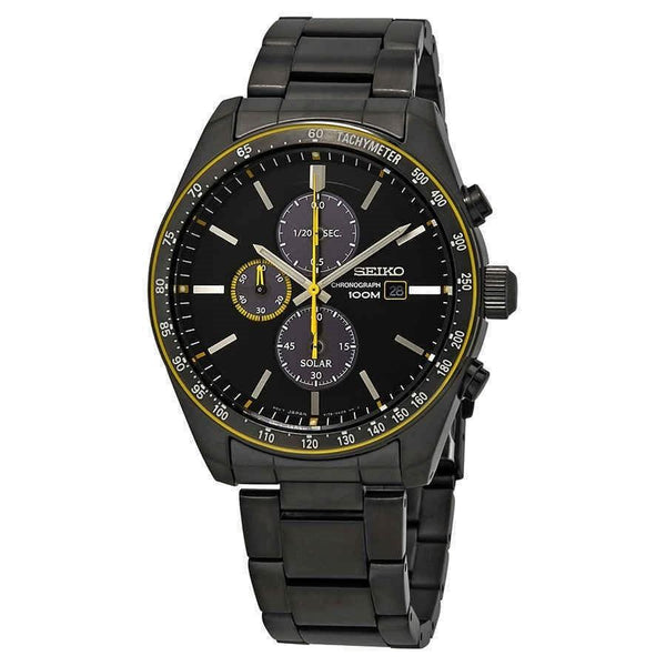 Seiko Men's SSC723 Solar Chronograph Black Stainless Steel Watch