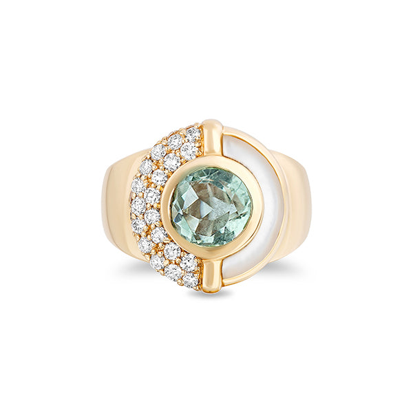 Mason & Books 14K Yellow Gold Mint Tourmaline, Pearl & Diamond Sugar & Spice Ring - SSCR01