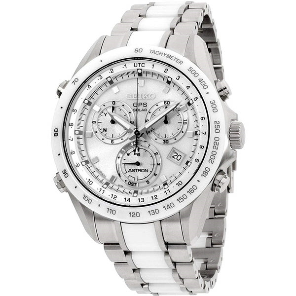 Seiko Men's SSE027 Astron Chronograph Solar Two-Tone Stainless Steel and Ceramic Watch
