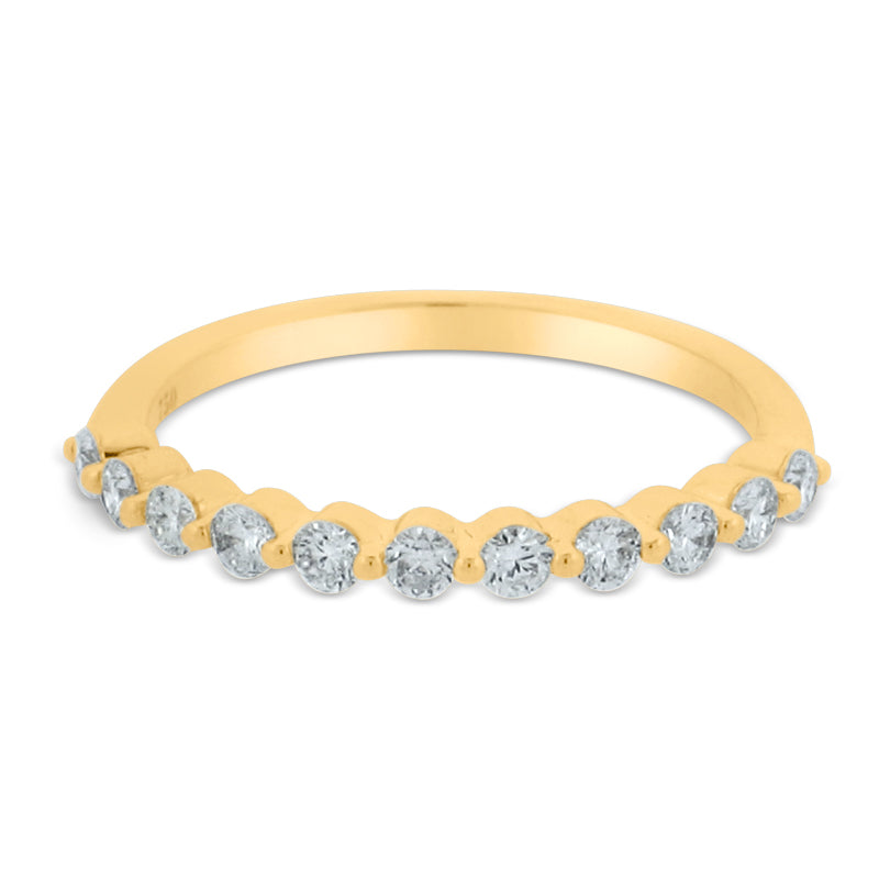 PRIVE' 18K YELLOW GOLD 0.40CT DIAMOND SHARED PRONG 1/2 WAY BAND