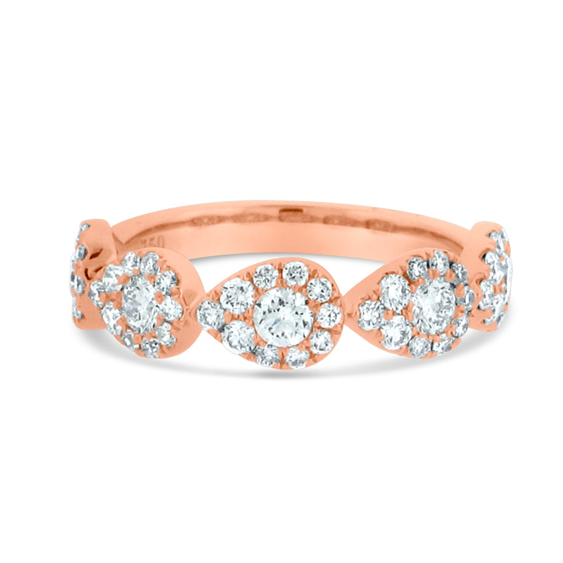 PRIVE' 18K ROSE GOLD 0.97CT DIAMOND PEAR SHAPED STACKING RING