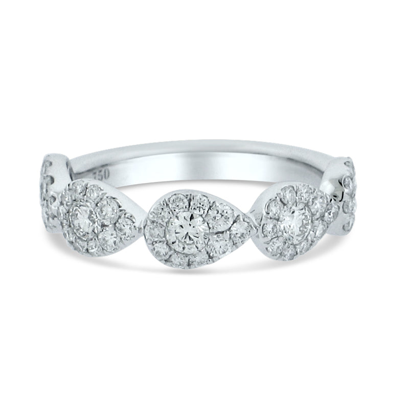 PRIVE' 18K WHITE GOLD 0.96CT DIAMOND PEAR SHAPED STACKABLE RING