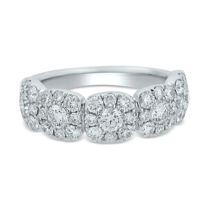PRIVE' 18K WHITE GOLD 1.78CT DIAMOND HALOED FASHION RING