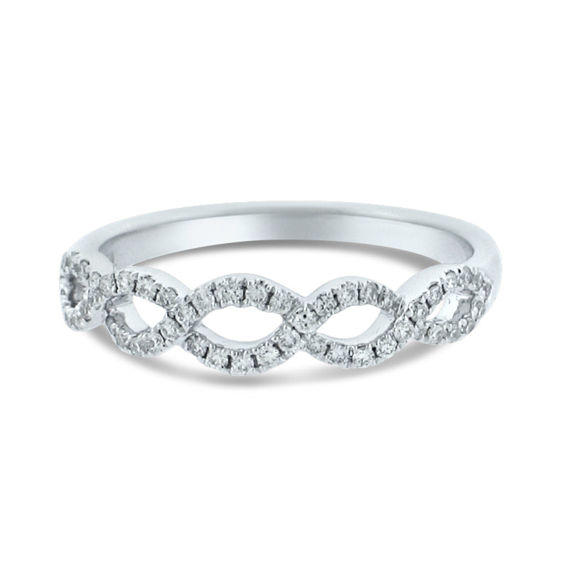 PRIVE' 18K WHIT EGOLD 0.23CT DIAMOND PAVE SET INFINITY 1/2 WAY BAND