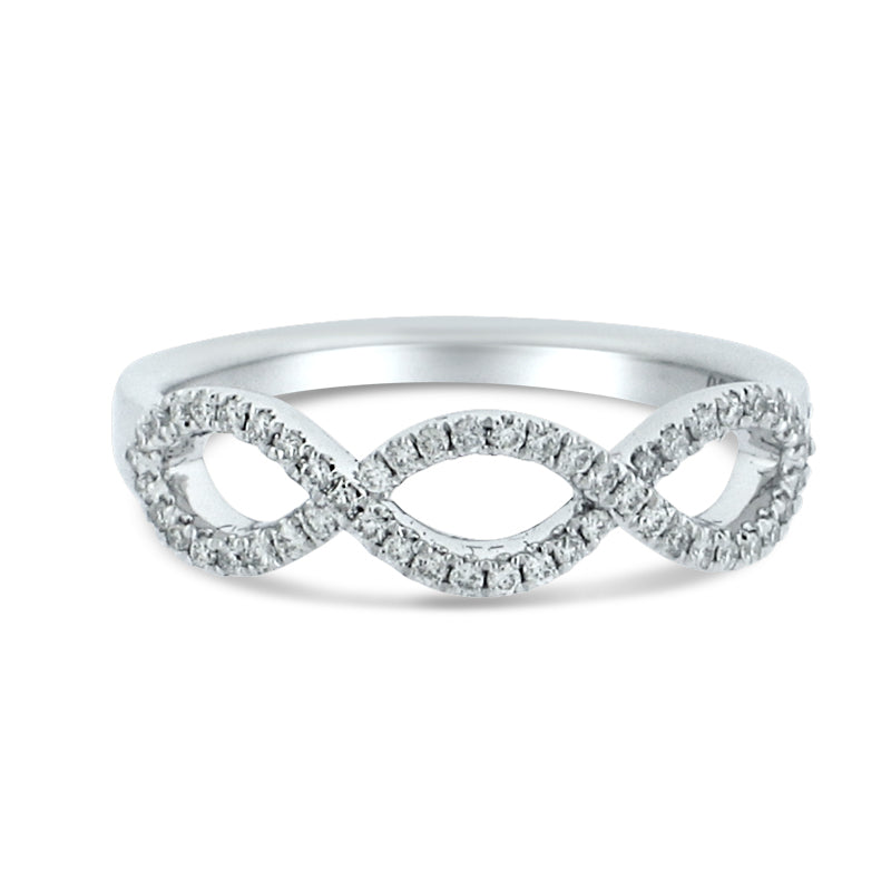 PRIVE' 18K WHITE GOLD 0.21CT DIAMOND PAVE SET WAVE RING