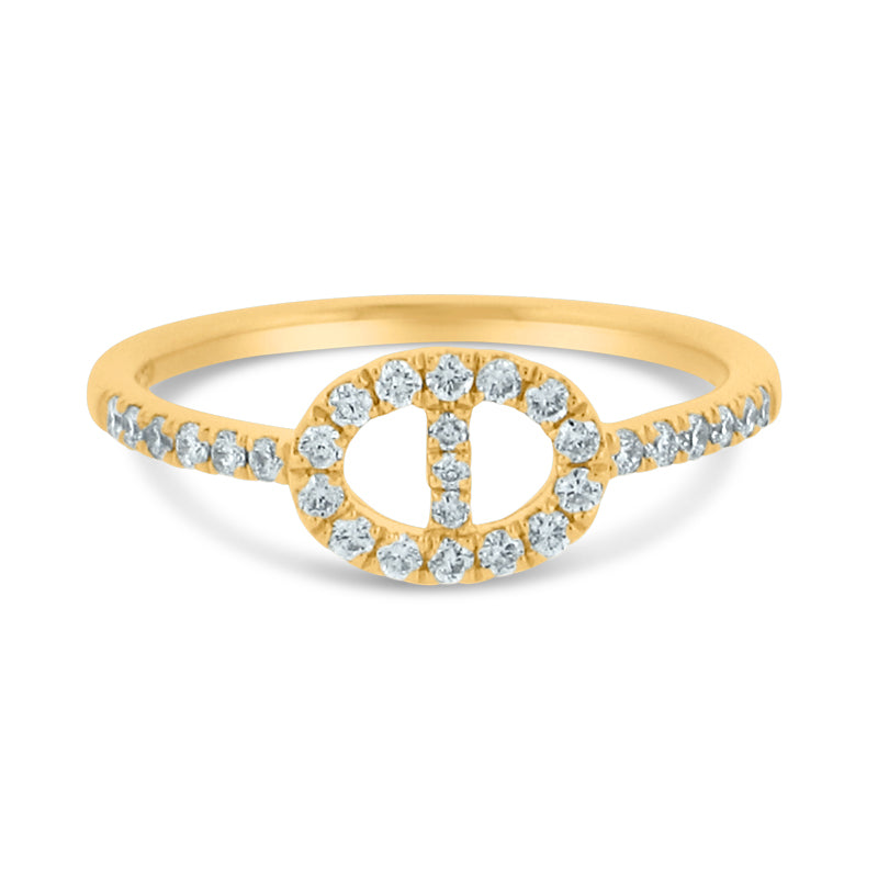 PRIVE' 18K YELLOW GOLD 0.26CT DIAMOND SPLIT OVAL FASHION RING