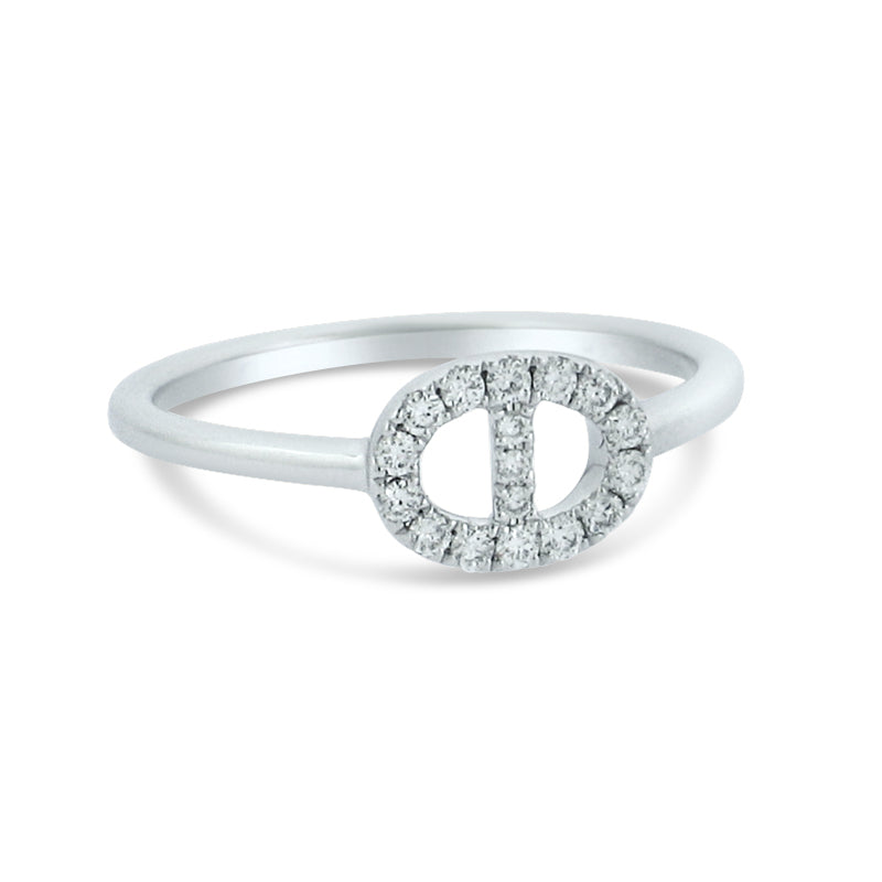 PRIVE '18K WHITE GOLD 0.16CT DIAMOND SPLIT OVAL FASHION RING