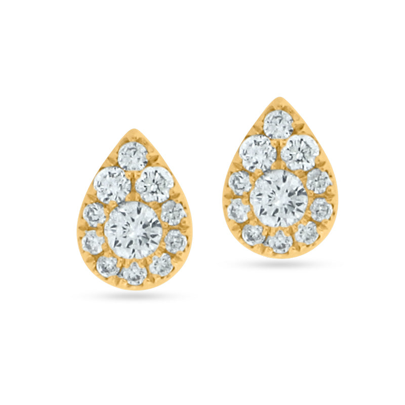 PRIVE' 18K YELLOW GOLD 0.30CT DIAMOND PEAR SHAPED STUDS
