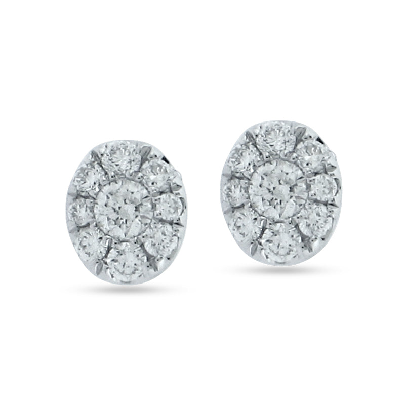 PRIVE' 18K WHITE GOLD 0.30CT DIAMOND OVAL PAVE STUDS