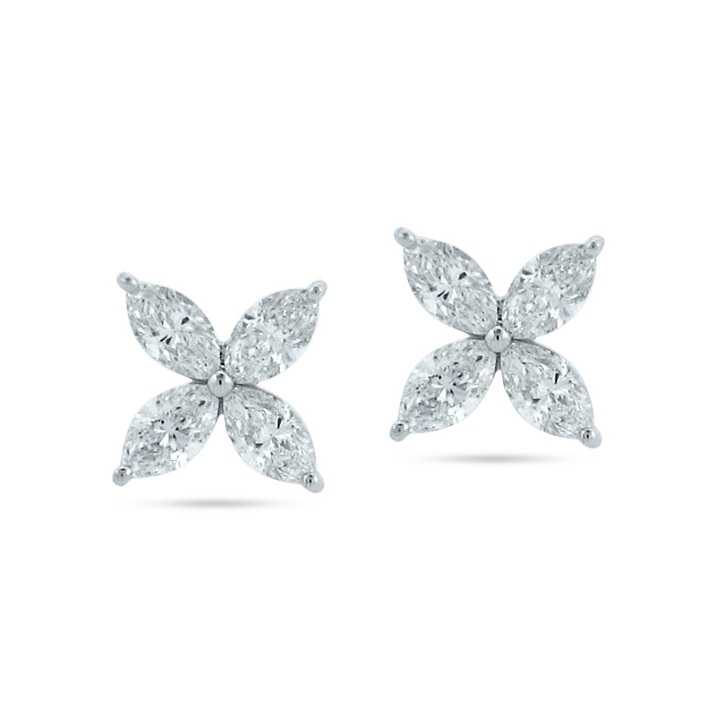 PRIVE' 18K WHITE GOLD 1.17CT DIAMOND FLORAL STUDS