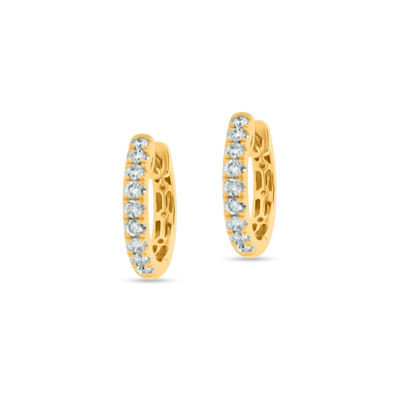 PRIVE' 18K YELLOW GOLD 0.37CT DIAMOND 9 STONE HOOPS