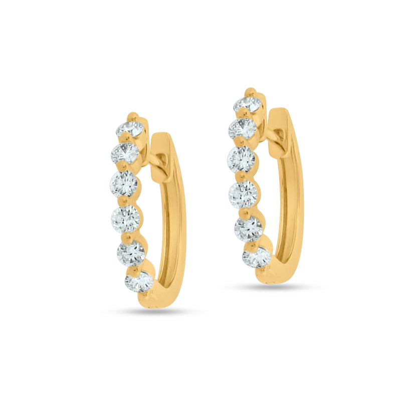 PRIVE' 18K YELLOW GOLD 0.52CT DIAMOND SHARED PRONG HUGGIES