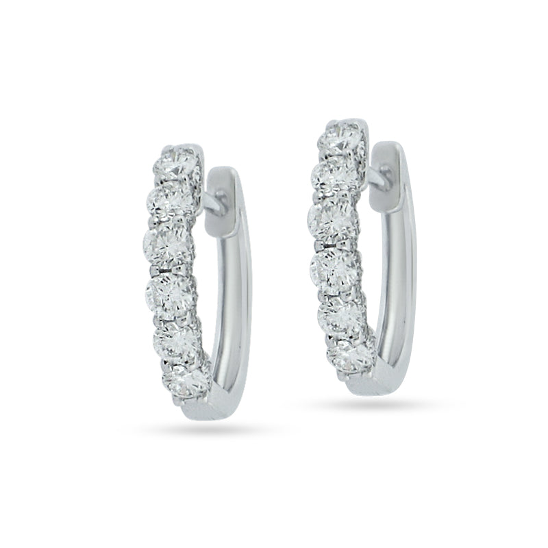 PRIVE' 18K WHITE GOLD 0.91CT DIAMOND 6 STONE HOOPS