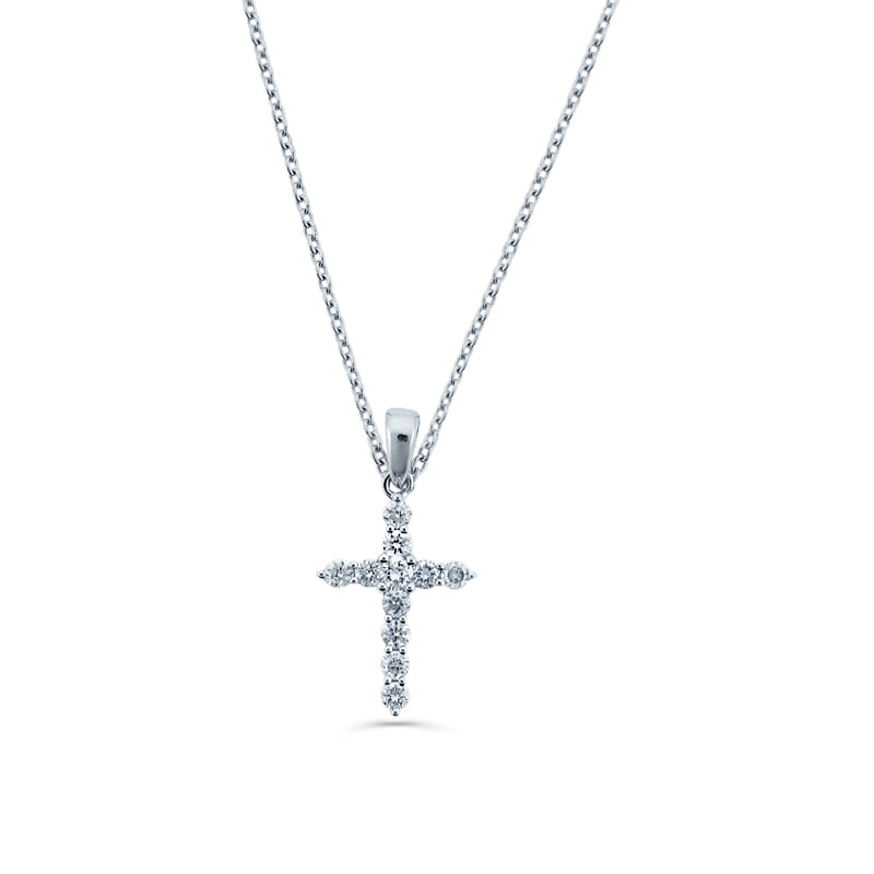 PRIVE' 18K WHITE GOLD 0.15CT DIAMOND CROSS PENDANT