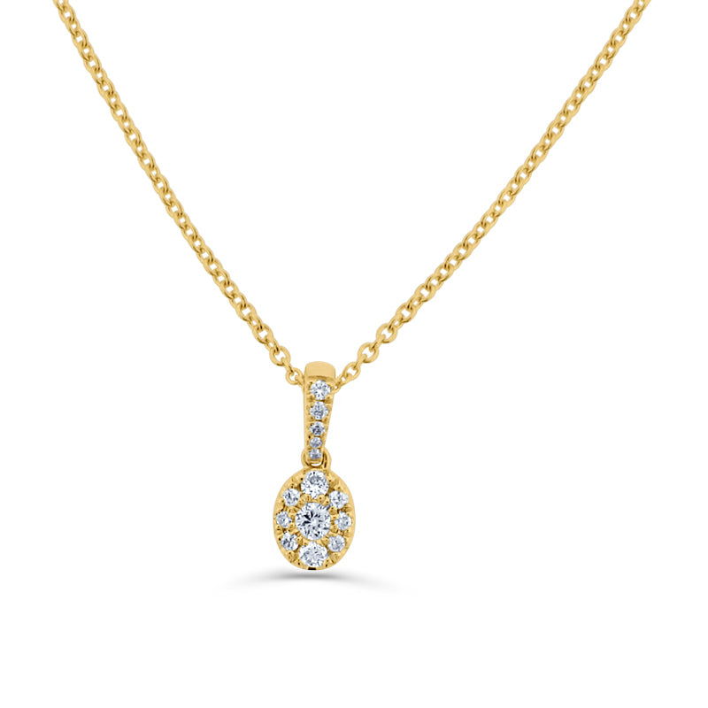 PRIVE' 18K YELLOW GOLD 0.11CT DIAMOND OVAL PENDANT
