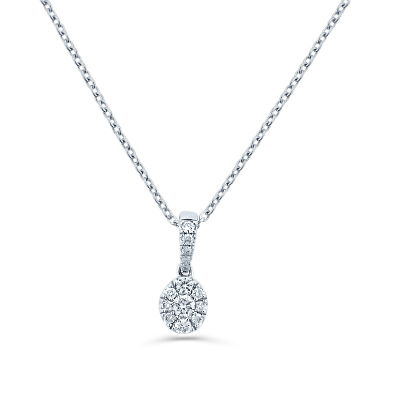 PRIVE' 18K WHITE GOLD 0.11CT DIAMOND PETITE OVAL PENDANT