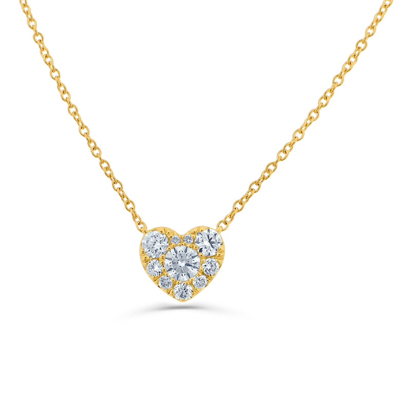 PRIVE' 18K YELLOW GOLD 0.62CT DIAMOND HEART SHAPED PENDANT