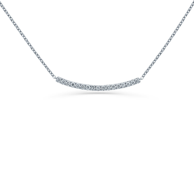 PRIVE' 18K WHITE GOLD 0.32CT DIAMOND PAVE SET SMILE NECKLACE