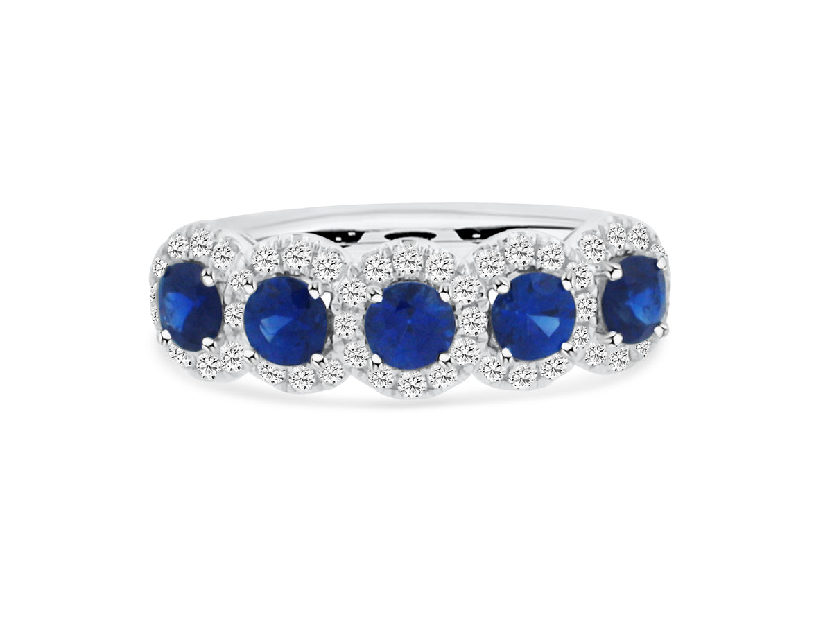 MULLOYS PRIVE'18K WHITE GOLD 1.06CT A+ SAPPHIRE .32CT VS CLARITY G COLOR DIAMONDS