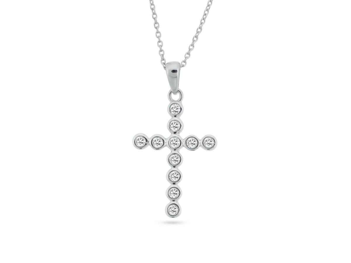 MULLOYS PRIVE18K WHITE GOLD .17CT VS CLARITY G COLOR DIAMOND CROSS INCLUDING CHAIN