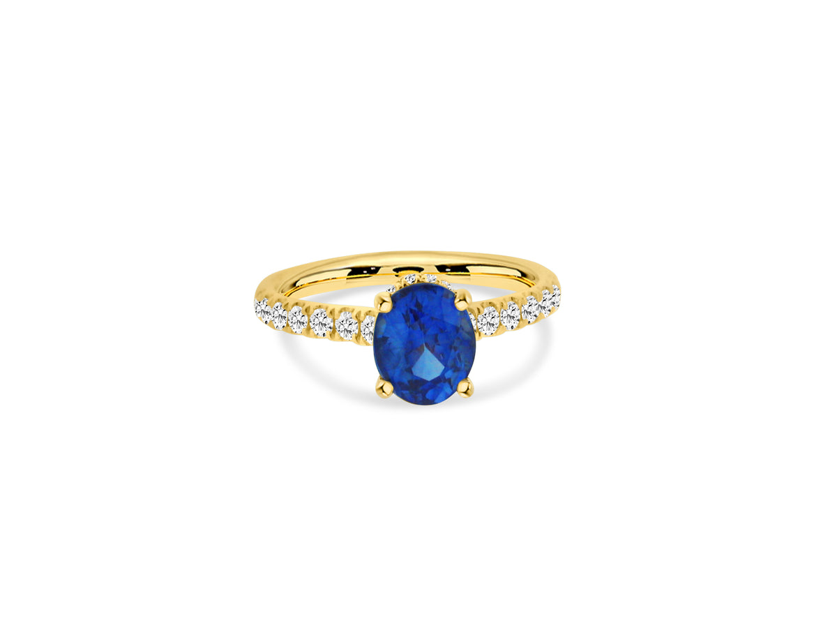 MULLOYS PRIVE18K YELLOW GOLD 2.00CT A+ SAPPHIRE .46CT VS1-2 CLARITY G COLOR DIAMOND
