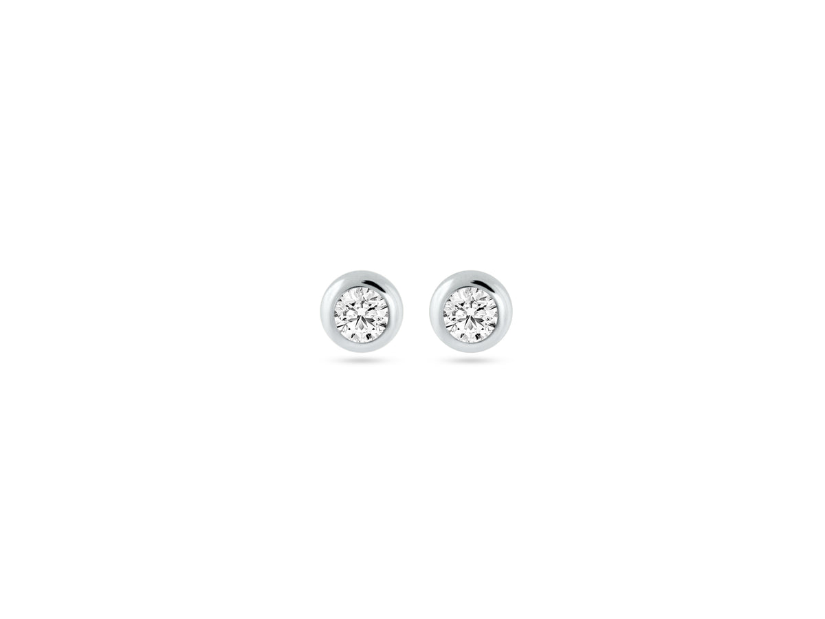 MULLOYS PRIVE18K WHITE GOLD .21CT VS1-2 CLARITY G COLOR DIAMOND BEZEL STUDS