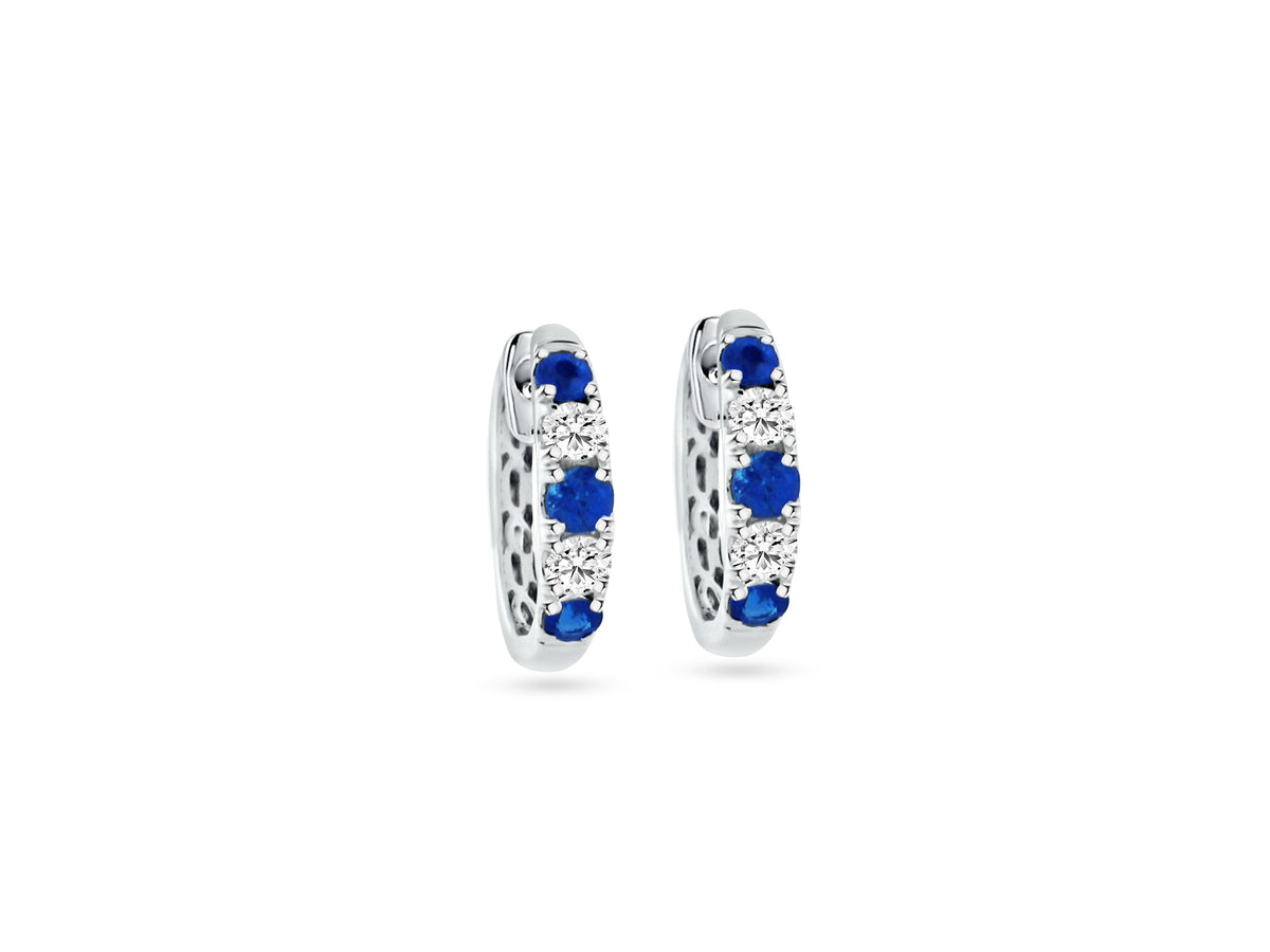 MULLOYS PRIVE18K WHITE GOLD .29CT VS1-2 CLARITY G COLOR DIAMONDS .53CT A+SAPPHIRE HOOPS