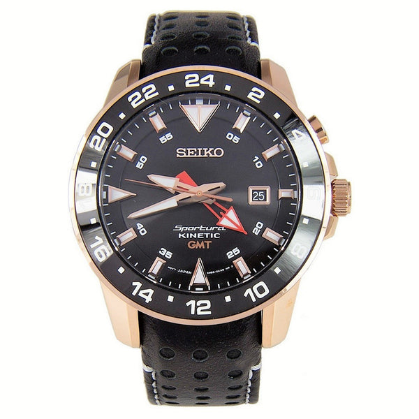 Seiko Men's SUN028 Sportura Kinetic Black Leather Watch