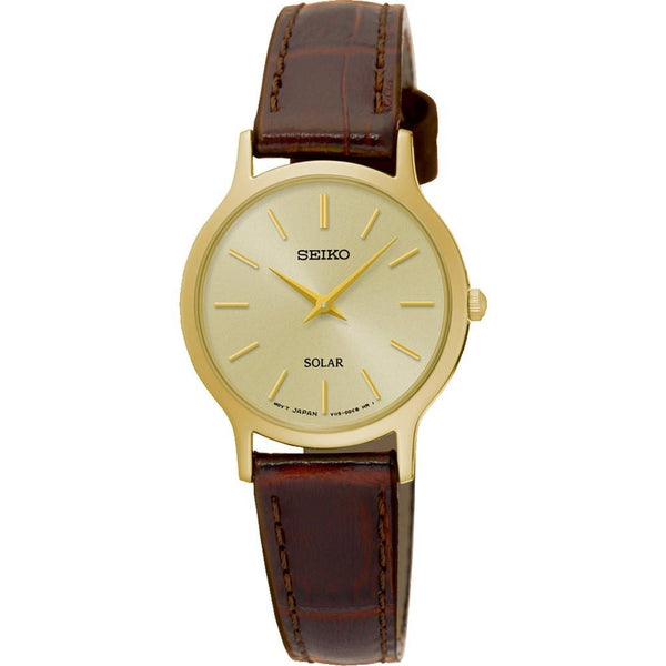 Seiko Women's SUP302 Solar Brown Leather Watch