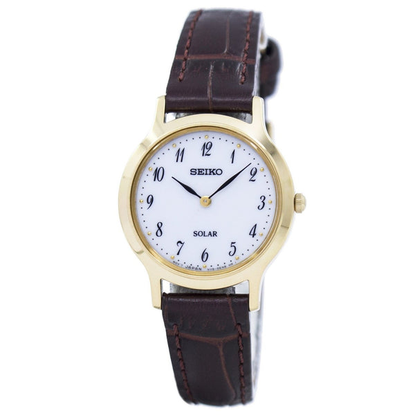 Seiko Women's SUP370 Solar Brown Leather Watch
