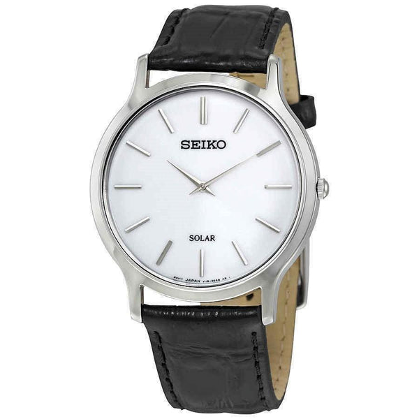 Seiko Men's SUP873 Solar Black Leather Watch