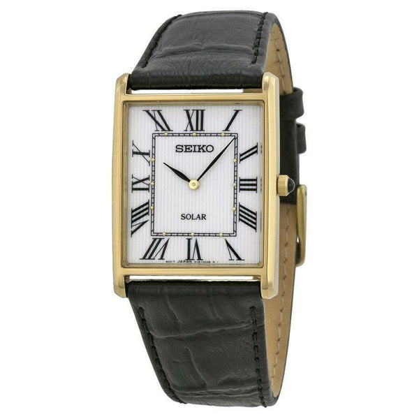 Seiko Men's SUP880 Solar Black Leather Watch