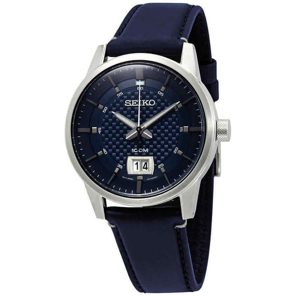 Seiko Men's SUR287 Seiko Quartz Blue Leather Watch