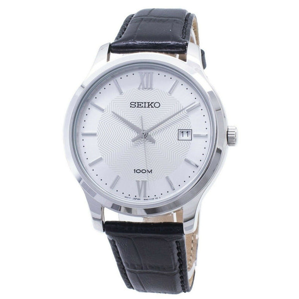 Seiko Men's SUR297 Neo Classic  Black Leather Watch