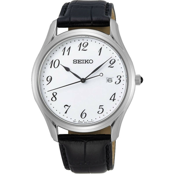 Seiko Men's SUR303 Classic Black Leather Watch