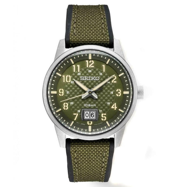 Seiko Men's SUR323 Essentials  Green Nylon/Silicone Watch