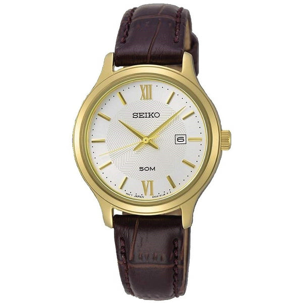 Seiko Women's SUR644 Neo Classic  Brown Leather Watch