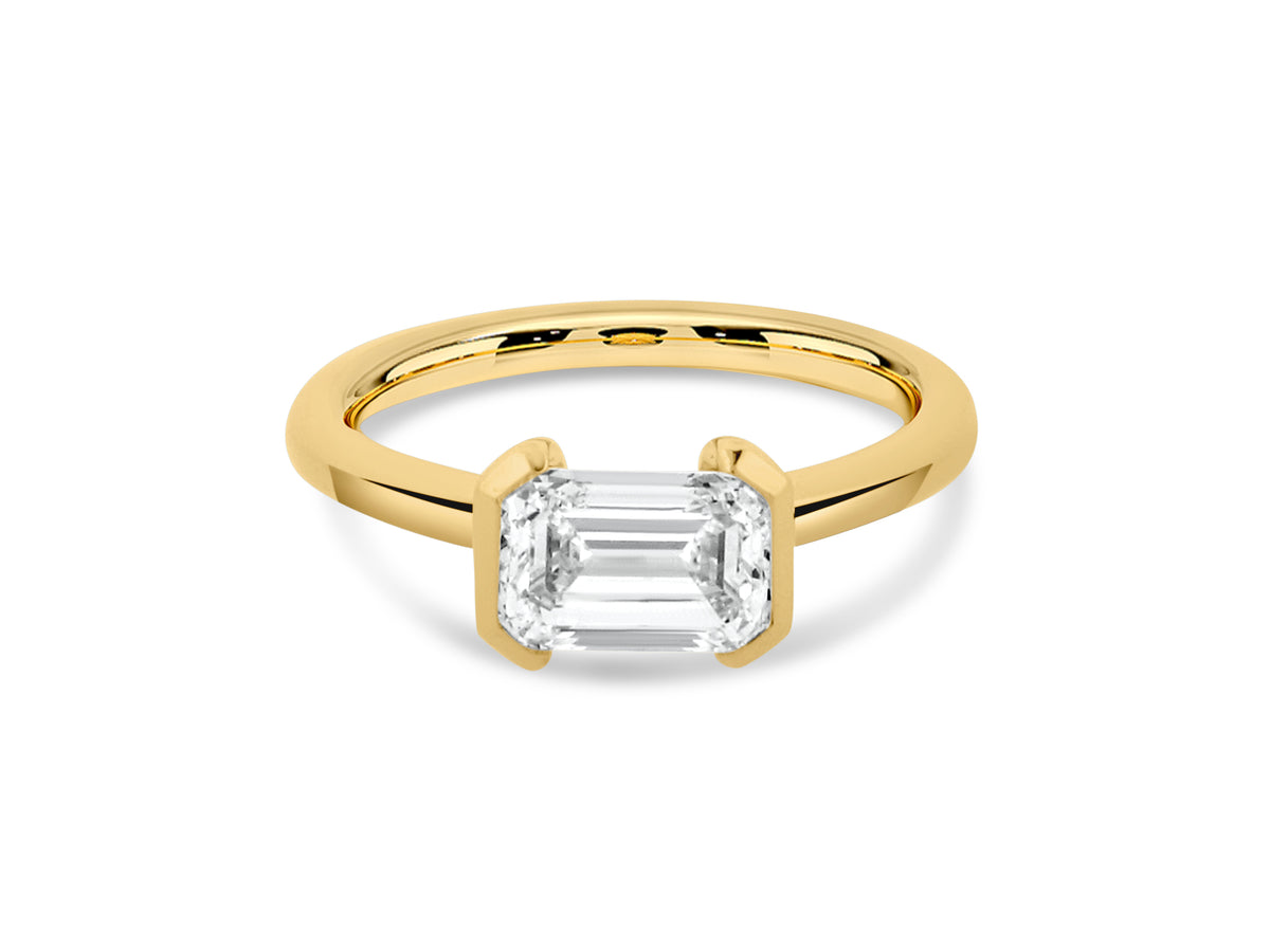 PRIVE' 18K YELLOW GOLD 1.56CT EMERALD CUT SWAROVSKI LAB GROWN DIAMOND. CERTIFIED AND EXCELLENT CUT
